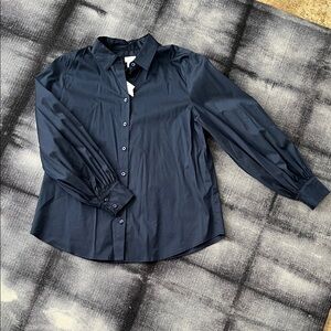 Chico's Navy Blue Casual Button Down Shirt, size 2 or 12 US